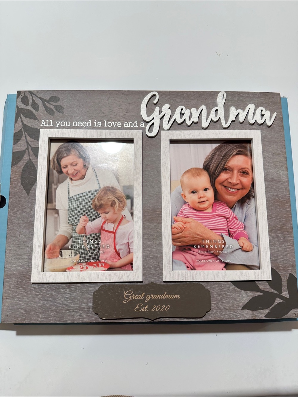Grandma Double Photo Frame - Gray and White
